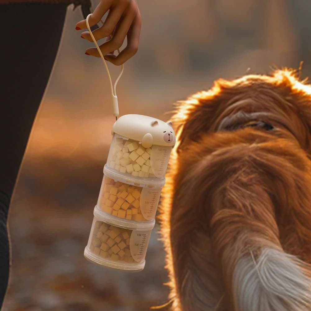 Airtight Outdoor Dog Treat Jar Multi Layers Dog Troted Pet Food Contenitore per alimenti per animali domestici Impibile Cookie-Jar per camminata all'aperto