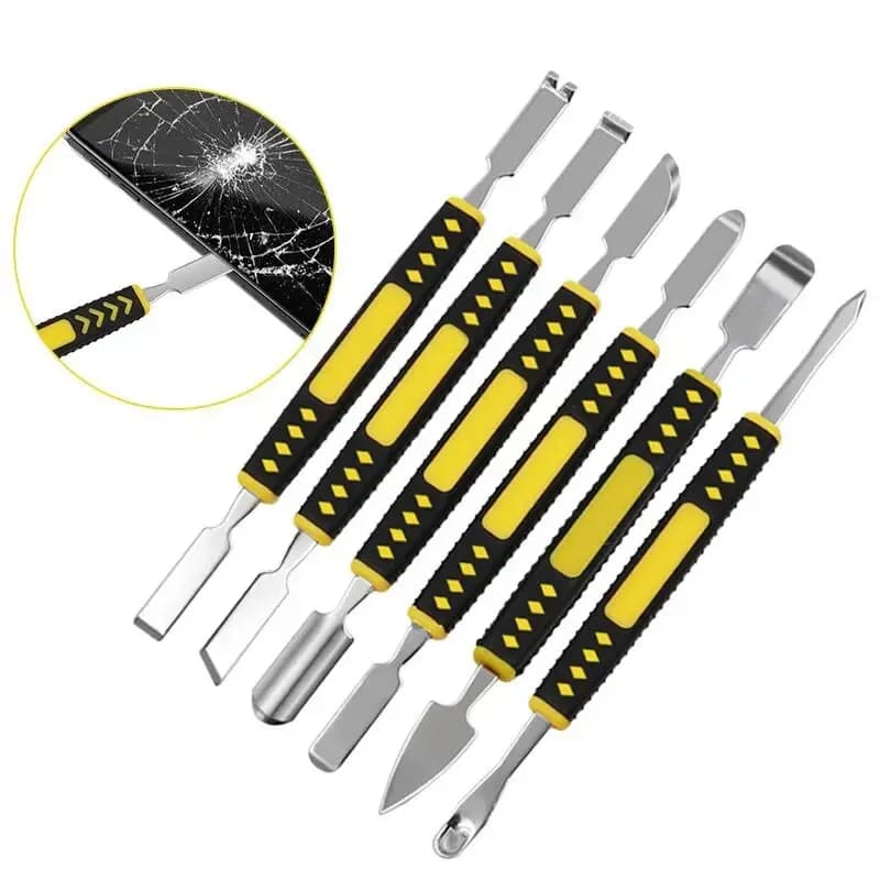 Chiodo artiglio temprato barra di leva a doppia testa 6-in-1 smontaggio telaio dello schermo della batteria barra di leva piatta strumento di riparazione per stampaggio a iniezione