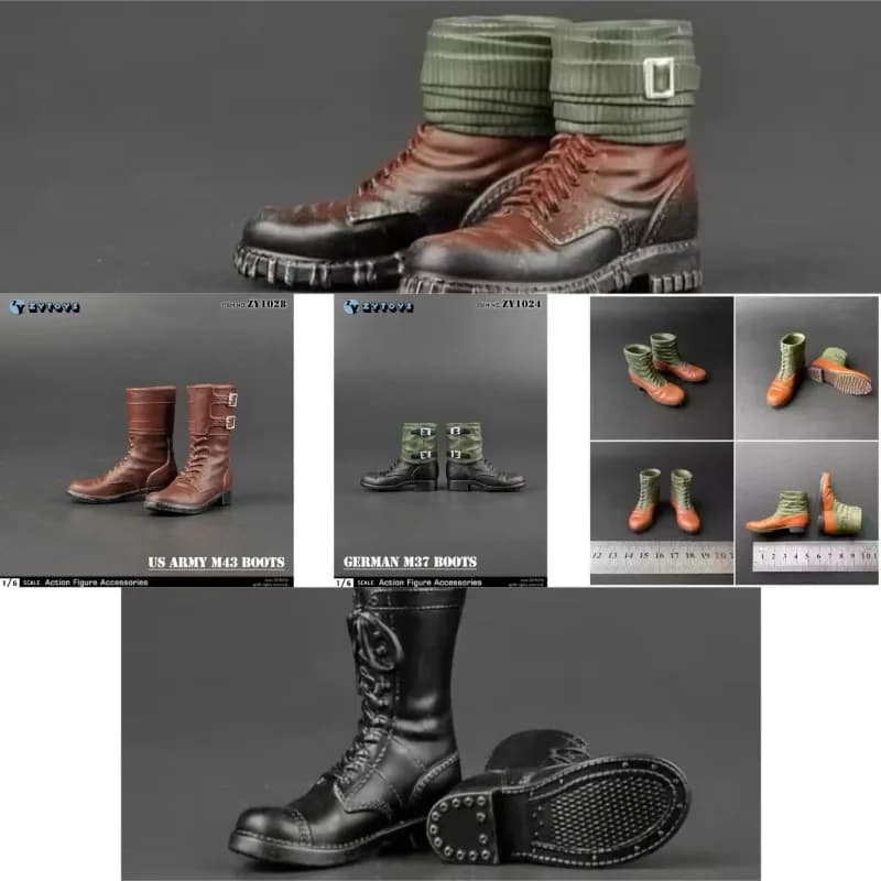 Scarpe in Plastica Cava Scala 1/6 ZYtoys, Modello di Stivali della Seconda Guerra Mondiale per Action Figure da 12 Pollici, Collezioni