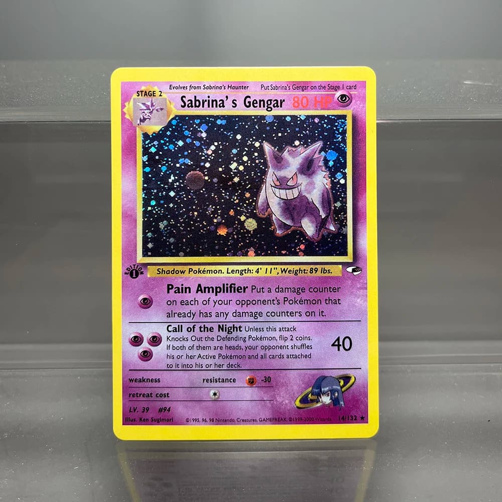 Set base PKM/Gym Heroes Foil PROXY Card Gengar Raichu Nidoking Chansey Moltres PTCG Gioco di carte da collezione Gioco Giocattoli