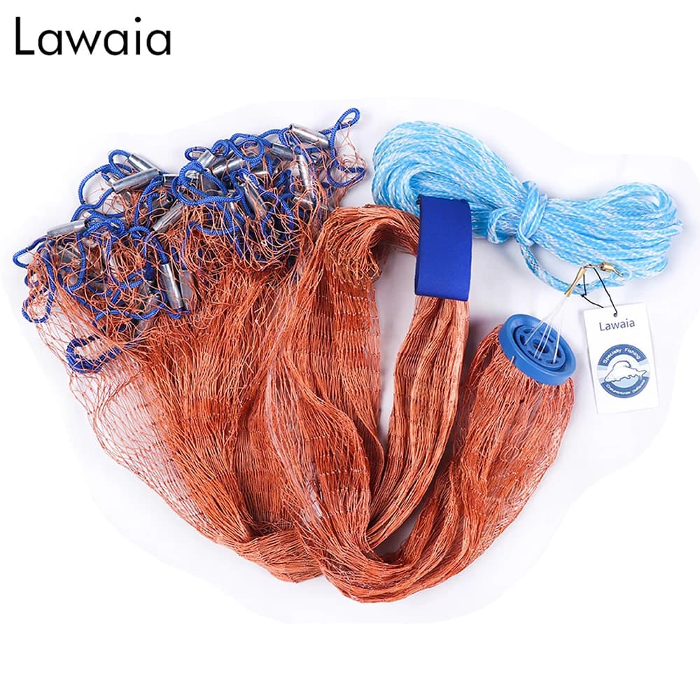 Reti da pesca Lawaia con pendente in acciaio Peso da lancio Rete da pesca Linea multifilamento Trappola per esche di atterraggio Piccola rete a rete
