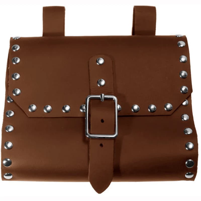 Borsa Portamonete Medievale Rinascimentale Steampunk in Pelle PU Borchiata, Marsupio da Pirata Cavaliere, Accessorio per Costumi Cosplay LARP
