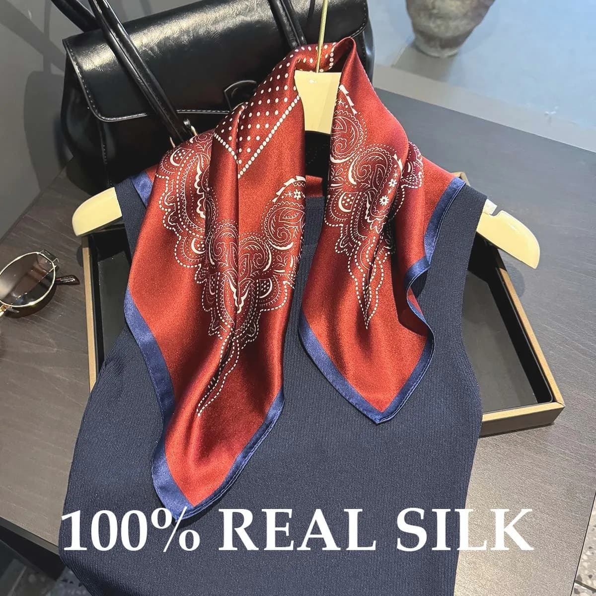 Nuova Sciarpa 100% Pura Seta da Donna, Lussuosa Bandana Versatile, Foulard, Pashmina, Poncho, Hijab, Sciarpa Protettiva Solare, Coprispalle