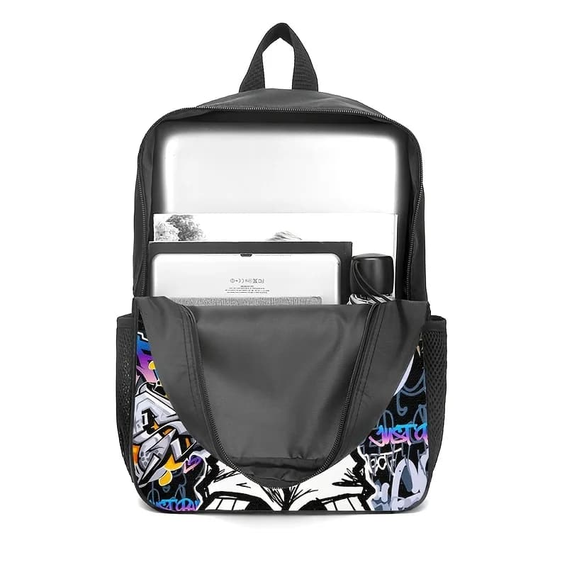 1pz/2pz/3pz AIKY & Zaino e Borsa a Tracolla Unisex con Stampa Graffiti Street Art e Pochette, Adatto per Pendolarismo Quotidiano, Viaggi, Lavoro