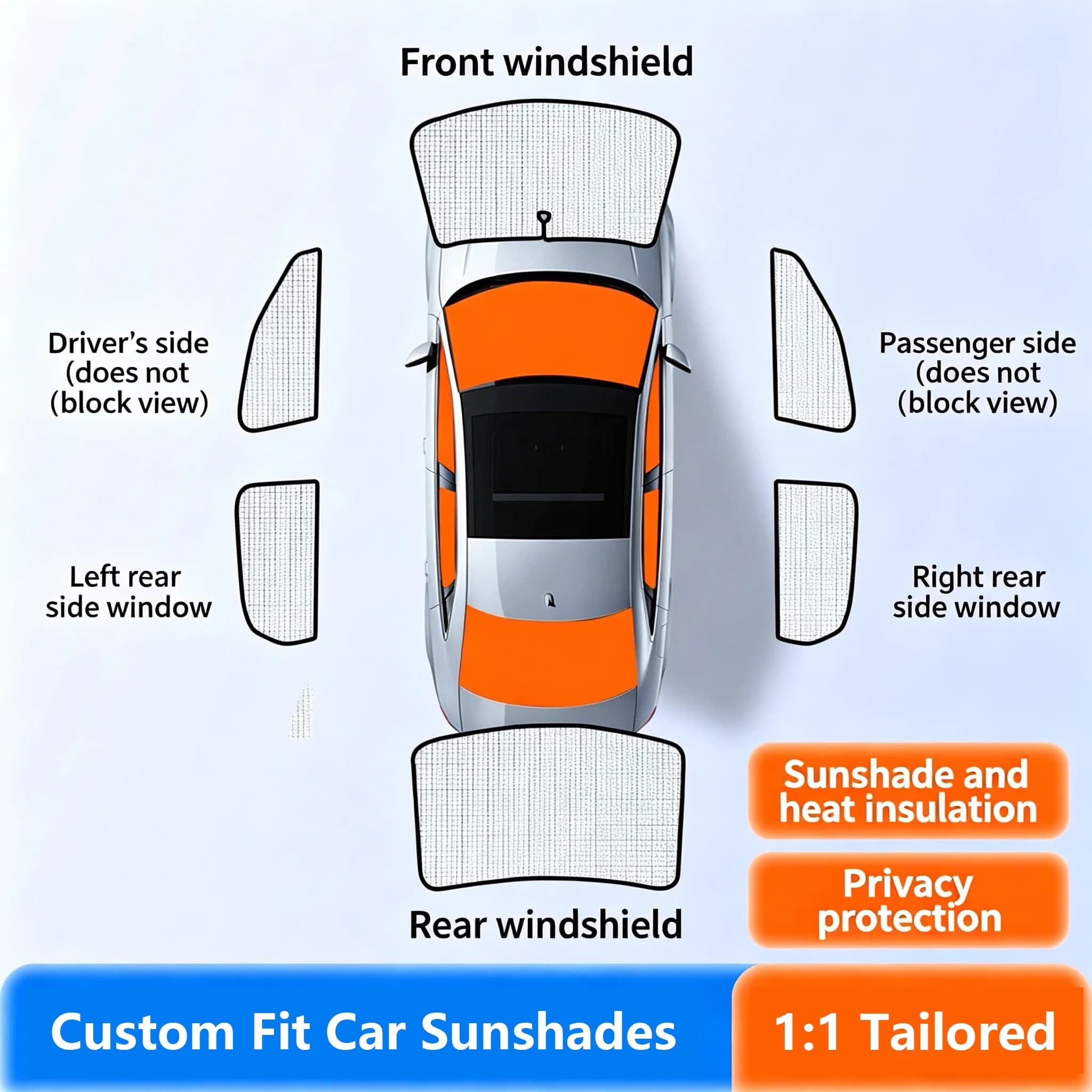 Custom Car Sunshades Privacy Curtain UV Protection For Porsche 911 Carrera 2 Dr Convertible 2005-2011 Front Rear Side Windows