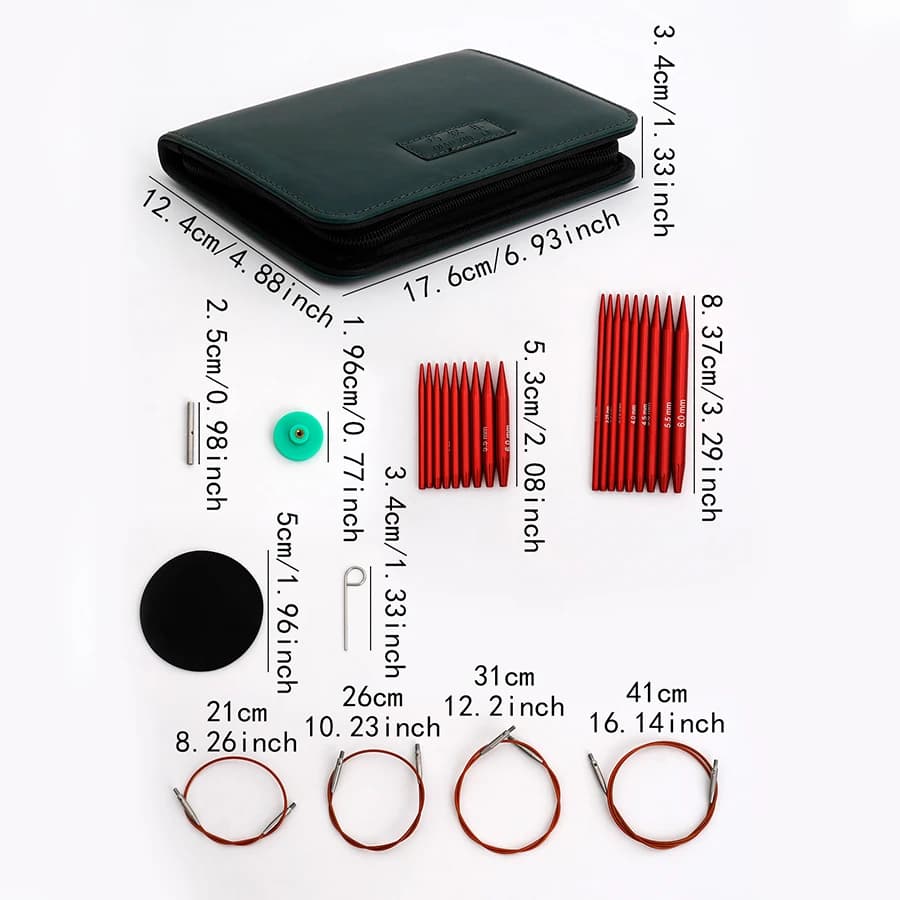 9 Pairs Detachable Circular Knitting Needles, Multi Sizes Knitting Needle Set for Sweater Sleeves with PU Storage Bag
