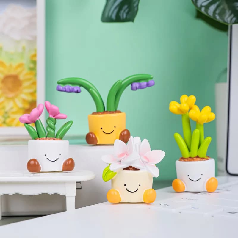 Flower Vase Elf Resin Mini Table Decoration Cute Expression Vessel Plant Ornament Small fresh gift Home and garden decorations