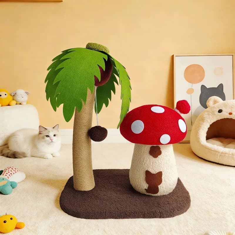 Vertical Cat Scratching Post Sisal Coconut Tree Cat Scratcher Durable Clawing Toy Cats Playful Toy.cat Tree Tower Cat Scratch