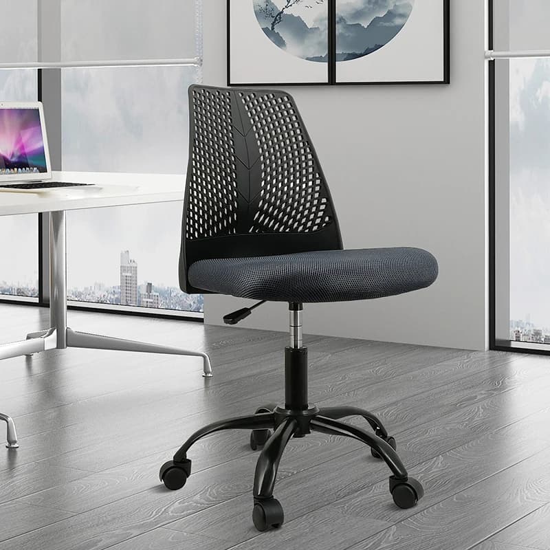 Sedia ergonomica per ufficio e casa con imbottitura di supporto, grigio