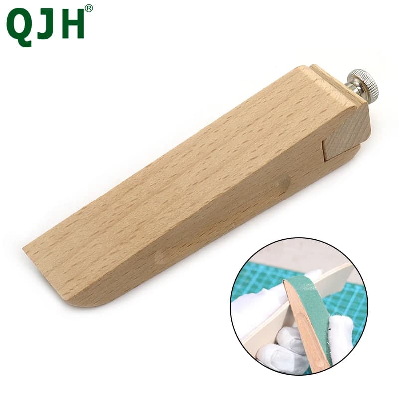1 pz 10.5*2.2cm Clip di carta vetrata in legno fai da te, blocco di lucidatura della carta vetrata, strumento di artigianato per il trattamento dei bordi di lucidatura della sigillatura della pelle