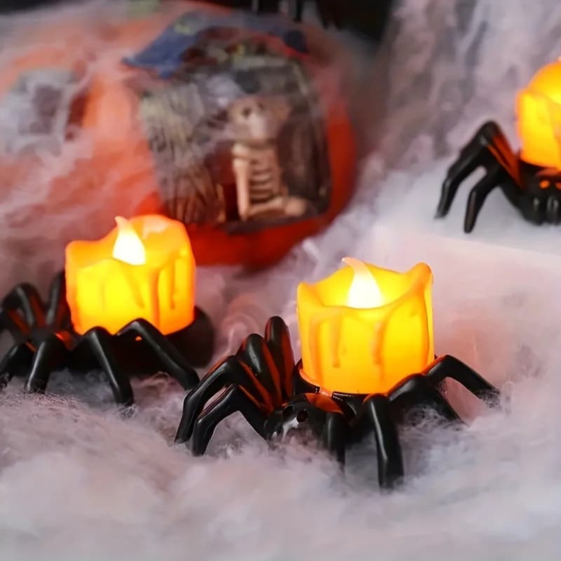 LED Halloween Candle Lights Portable Pumpkin Spider lampada a candela leggera senza fiamma per Home Bar forniture per decorazioni per feste di Halloween