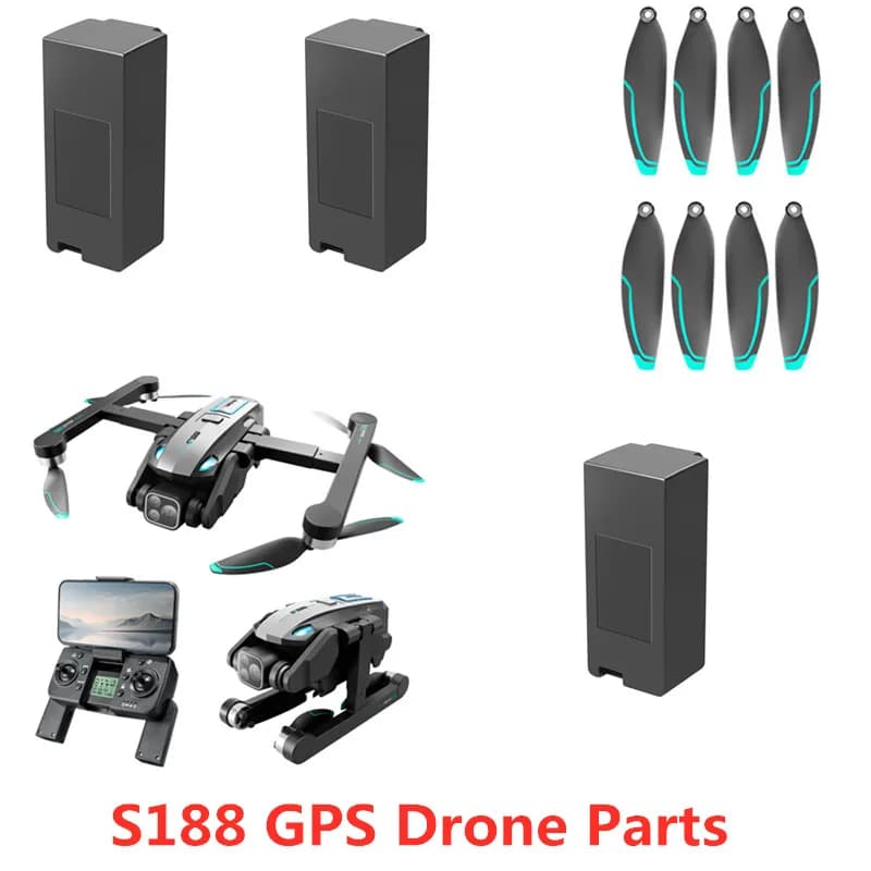 Batteria e Eliche per Drone GPS S188, Batteria 7.4V 1600mAH/Elica per Drone RC Brushless S188, Accessori per Drone RC