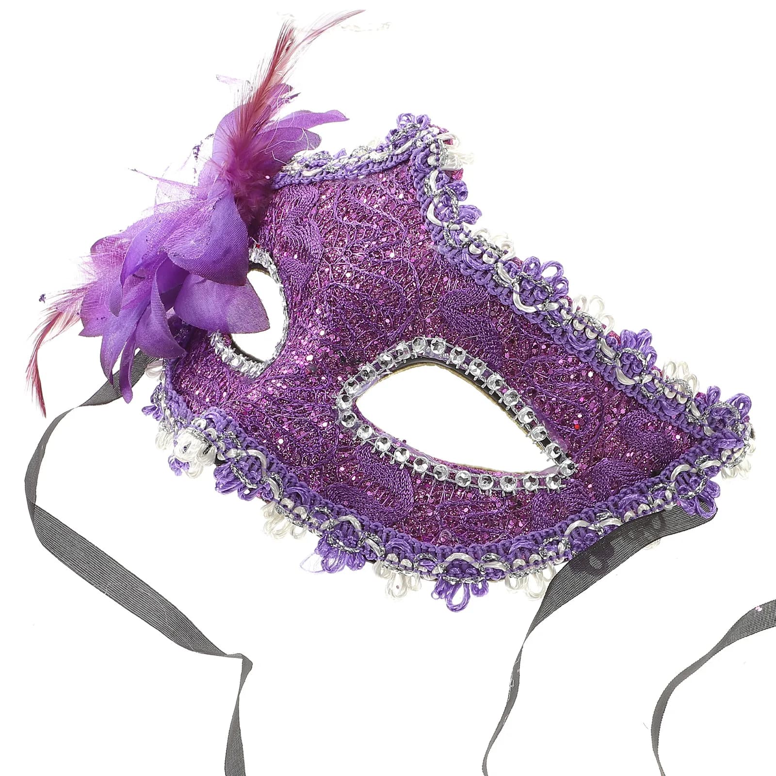 Flower Venetian Lace Mask Crystal Rhinestones Cosplay Halloween Costume Party Masquerade Face Mask