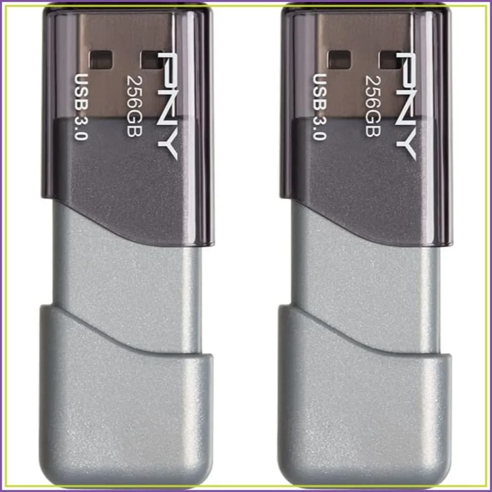256GB USB 3.0 Flash Drive, 2-Pack, Silver, High-Speed Data Transfer, Sliding Collar Design, Compatible with PC & Mac
