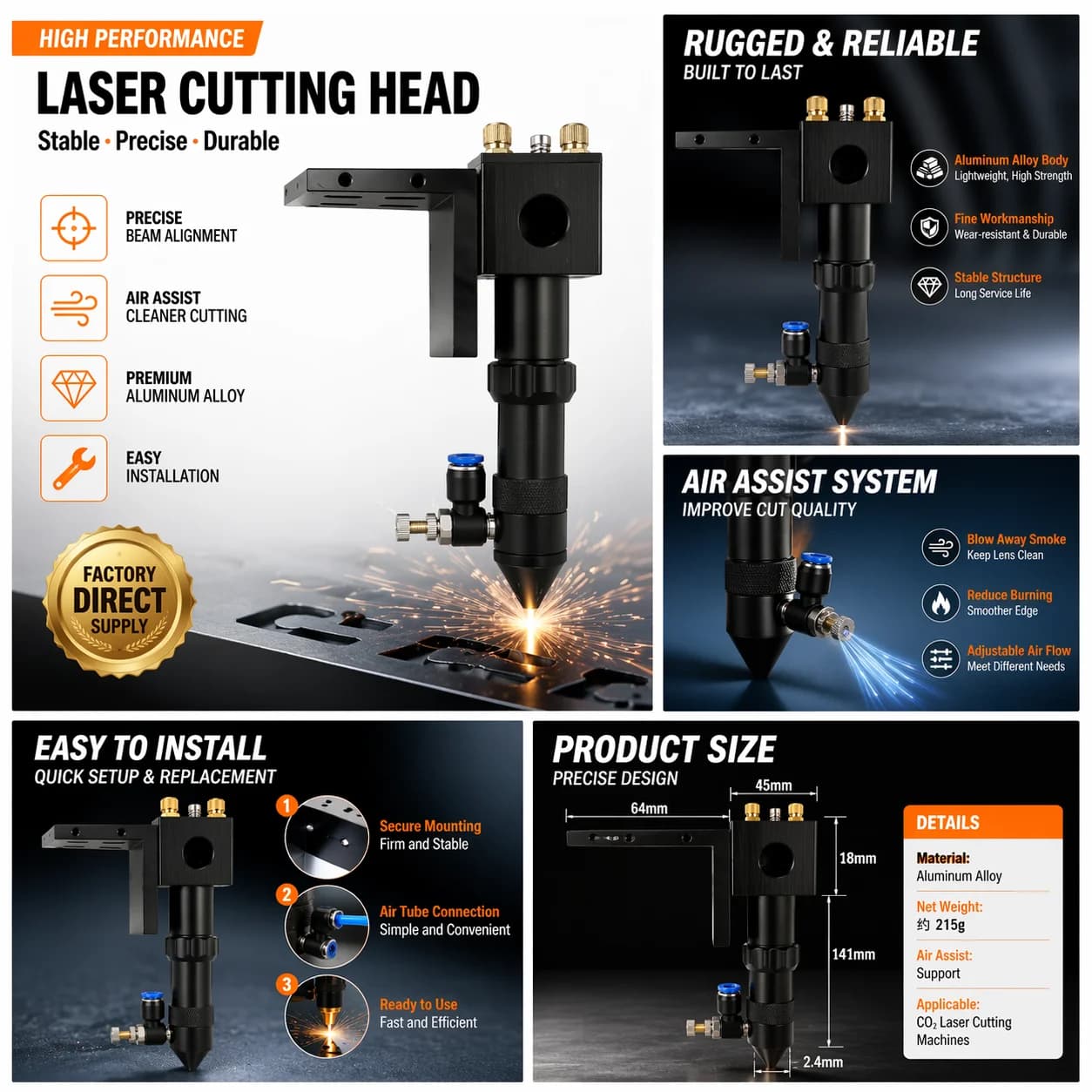 Spedizione Gratuita: Testa Laser CO2 Diametro 20mm 50.8mm / 63.5mm Lunghezza Focale per Macchina per Incisione e Taglio Laser, Mini Macchina per Timbri Laser