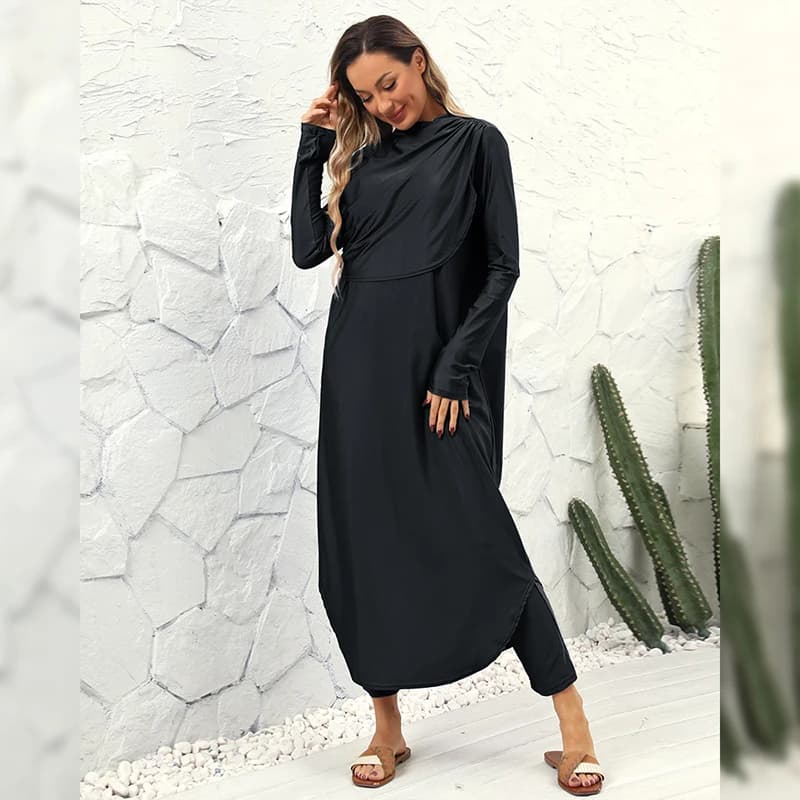 Nuovo burkini outdoor musulmano costume da bagno diving surf costume da bagno tre pezzi cuffia da nuoto protezione solare manica lunga costumi da bagno divisi