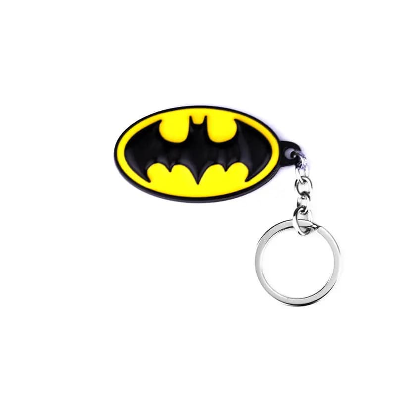 Creative Black And Yellow Oval Metal Keychain Bat Design Trend Cool Car Key Chain Fashion Backpack Accessory Keyring for Men