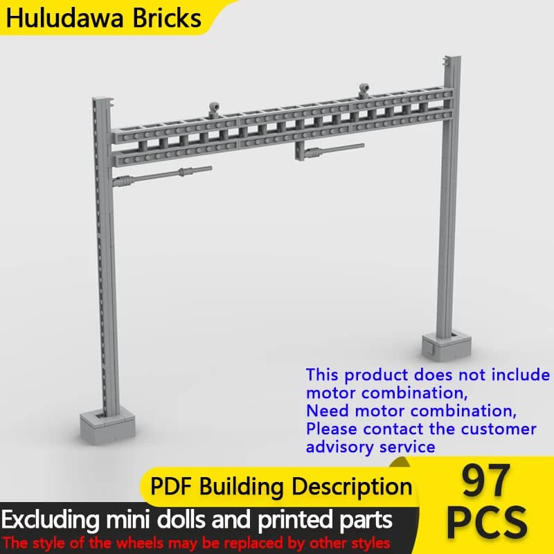 Street View Model MOC Building Bricks Overhead Line Double Track Modular Technology Children Holiday Gifts Assemble Toys Suit