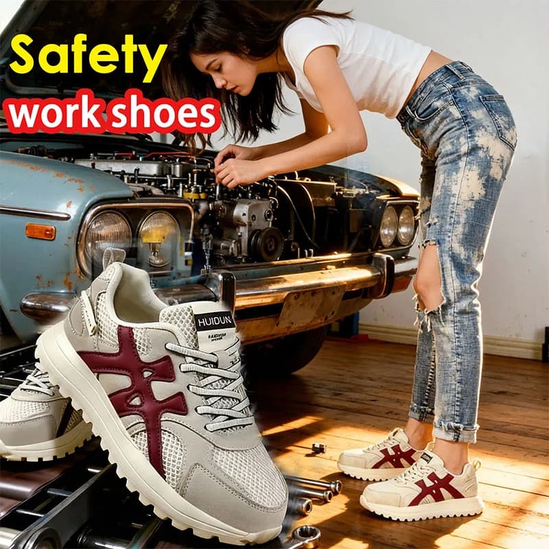 Scarpe antinfortunistiche da lavoro da tennis da donna Scarpe antinfortunistiche comode Scarpe da ginnastica da lavoro da donna Stivali da lavoro estivi leggeri e traspiranti antiscivolo