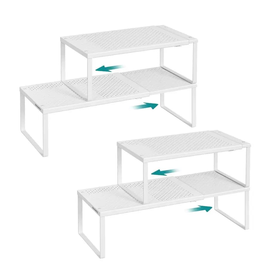 Set di 4 Scaffali Espandibili per Spezie, Organizzatori Salvaspazio in Metallo per Cucina e Credenza