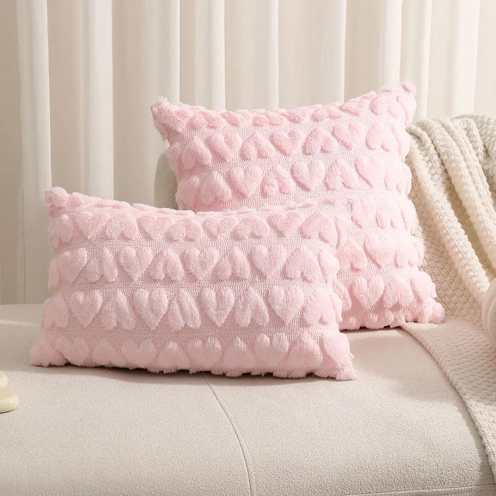 Fodera per cuscino trapuntata multi-dimensione Pink Love Fodere per cuscini in peluche ultra morbido Divano del soggiorno Decorazione della casa di San Valentino