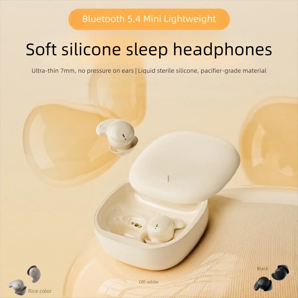 Bluetooth 5.4 Wireless headphones for Sleeping on the Flank, in Soft Silicone, Wearable Without Pain, with Noise Cancellation, Mini Light Loaders from 4,7g