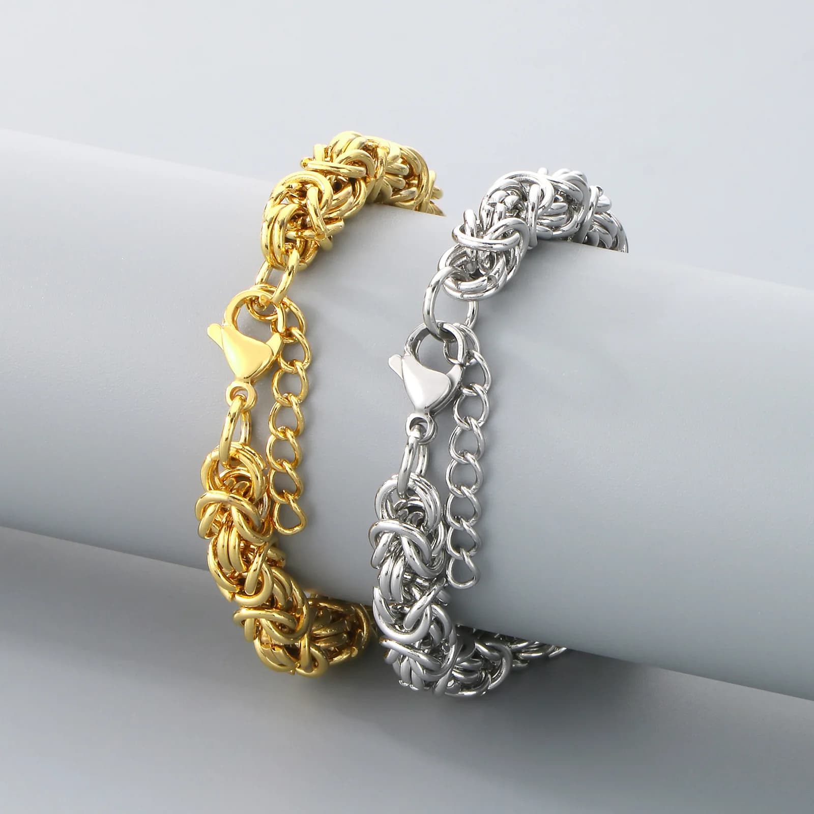 HAOYI Bracciale intrecciato in acciaio inossidabile stile hip-hop Accessorio per gioielli in acciaio al titanio con catena a chiglia larga unisex