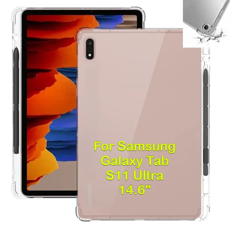 Custodia per tablet TPU trasparente con slot per penna per Samsung Galaxy Tab S11 Ultra S7 S8 S9 + S10 Lite FE Plus 2025 A11 A9 A8 A7 S6 Lite Cover