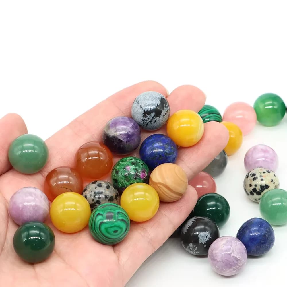 Sfere Rotonde Mini da 16mm in Pietra Naturale, Cristalli Curativi Senza Foro per Creazione di Collane, Bracciali, Gioielli Fai-da-Te, Gemme Globo