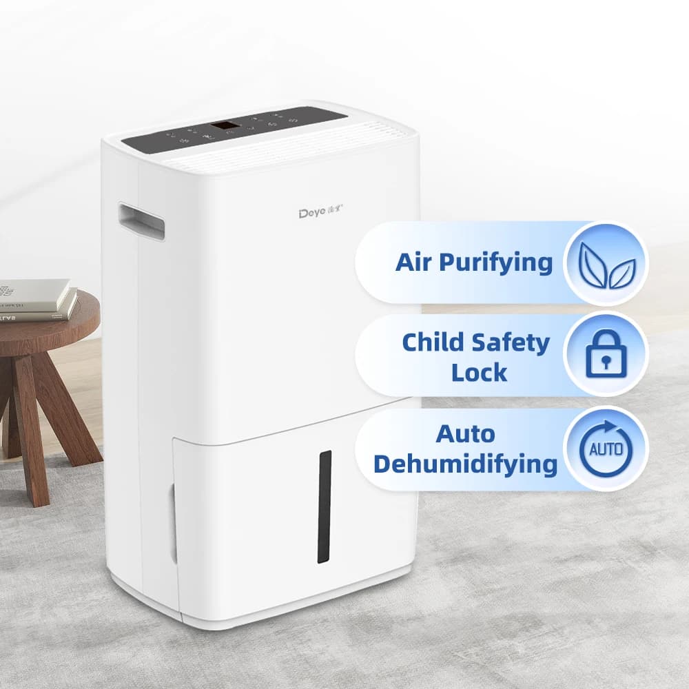 Deumidificatore intelligente Wi-Fi DYD-R50A da 50 litri per tutta la casa, portatile, con scarico esterno, per l'asciugatura dell'aria.