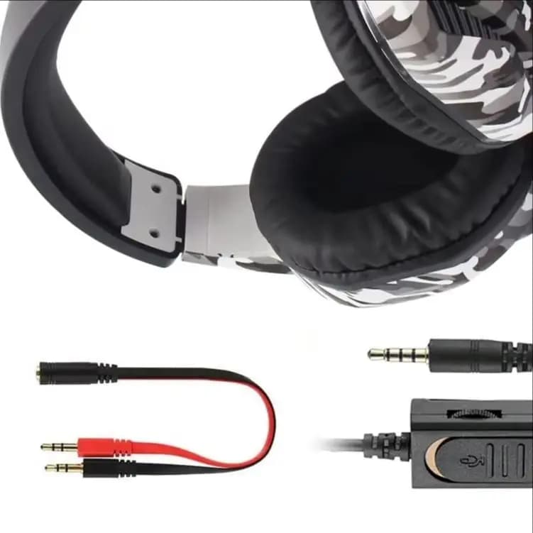 NUOVE cuffie da gioco mimetiche con jack AUX da 3,5 mm, cuffie cablate per giocatori, cuffie da gioco fantastiche con microfono per PS4 Xbox One PC