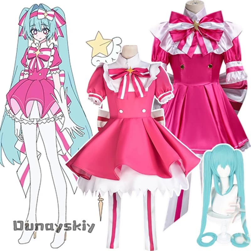 Jisskiy States@Retry Now Mikukuku Cosplay Costume SEKAI Project Uniform pink dress for girl Magic Bacchetta Lolita Woman Halloween