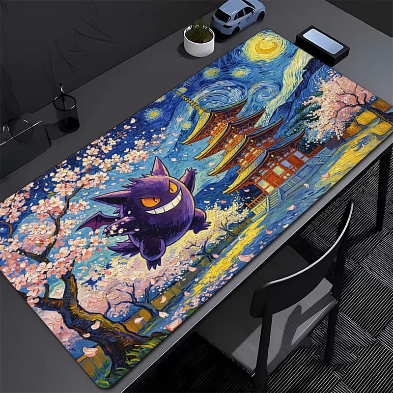Tappetino per mouse da gioco Hot E-sports Anime Pokemon Gamer per PC, computer, ufficio, laptop, antiscivolo, Gengar 90x40cm