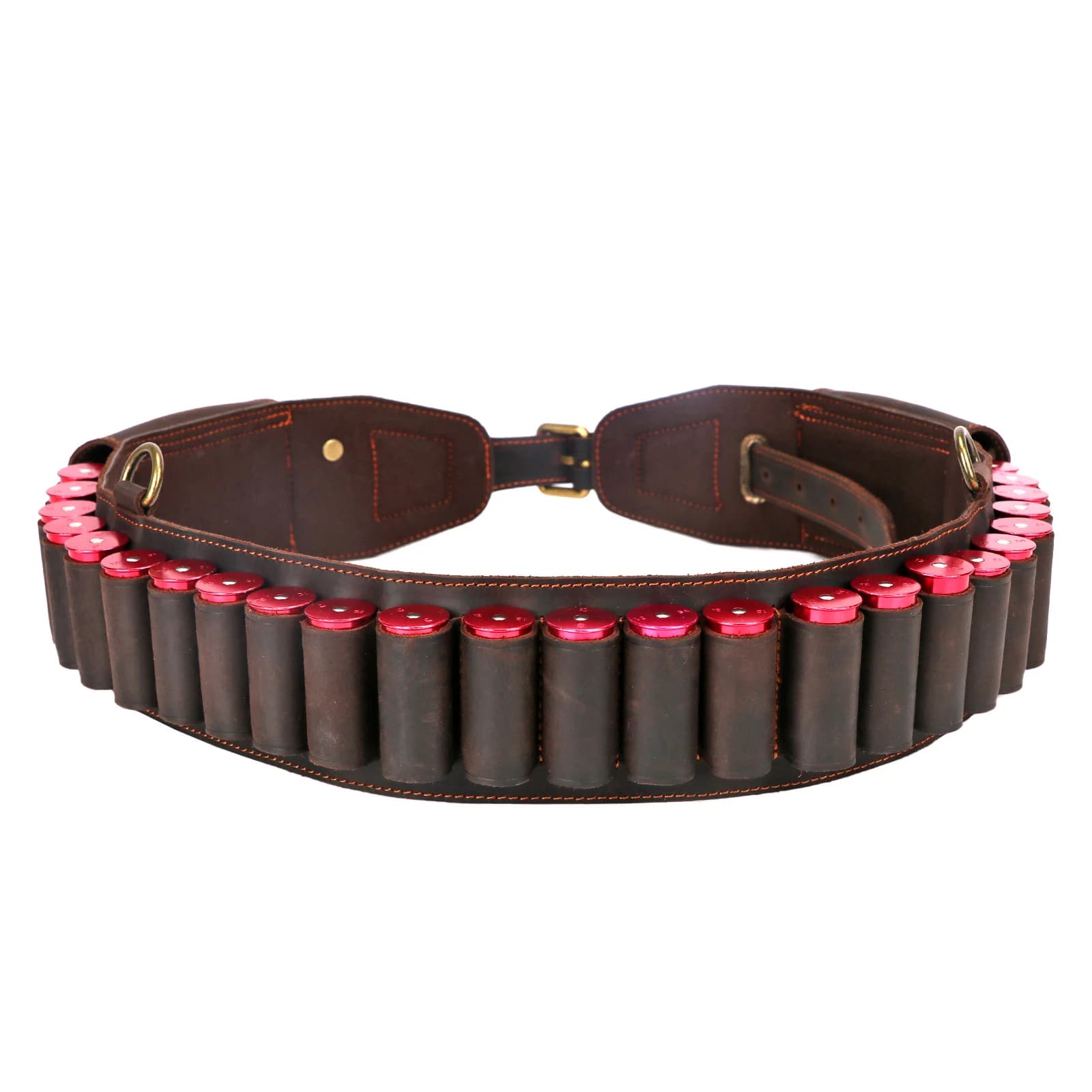 Accessori da caccia Tourbon Cartucce per bandoliera con guscio per munizioni calibro 12 Porta cintura in pelle resistente 25 colpi con tasca 39''-47''
