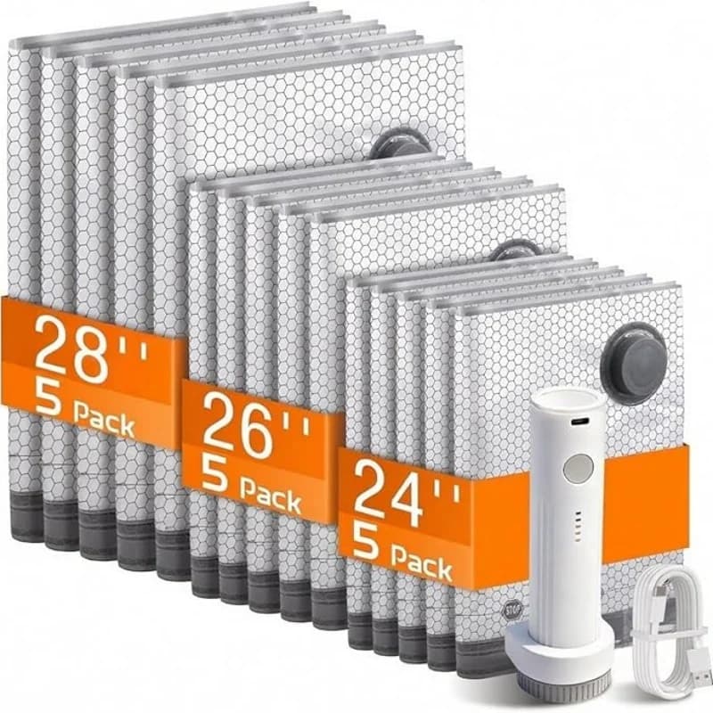 Set of 15 Bags Vacuum Travel with Electric Pump, Comprehensible Bags Space Saving for Clothes, Bags, Cruises and Home Use