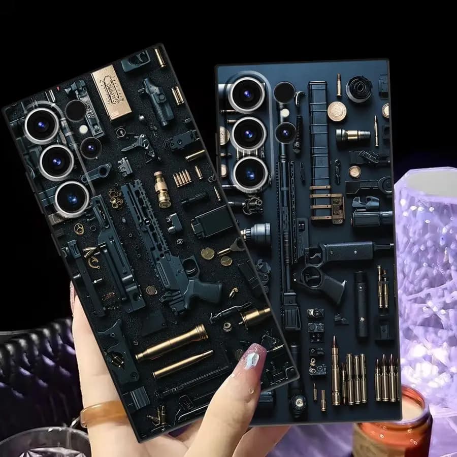 Cool Gun Art Custodia morbida per telefono posteriore per Samsung Galaxy A33 A34 A14 A15 A12 A13 A72 A73 A51 A52 A16 A21s A22 A23 A24 A31 A54