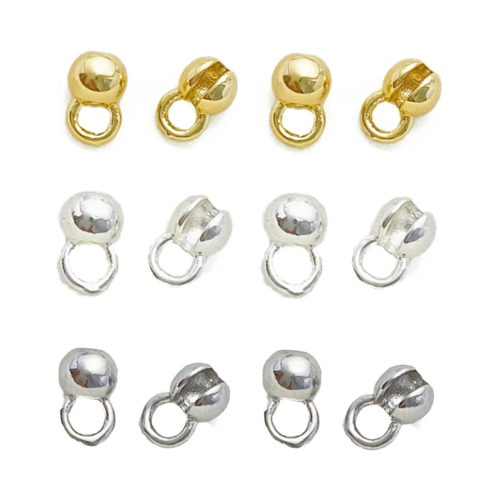 10pcs 18K Gold Plated Crimp Bead with Loop Shell Tip End Connector For DIY Bracelet Necklace Jewelry Making Supplies Accessories