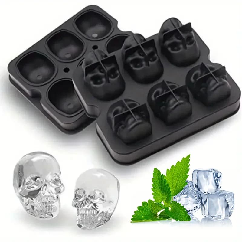 Stampo per Ghiaccio a Forma di Teschio in Silicone, Creativo, per Cubetti di Ghiaccio, Gadget da Cucina, Strumento per Freezer, Essenziale per l'Estate, per Cocktail Party