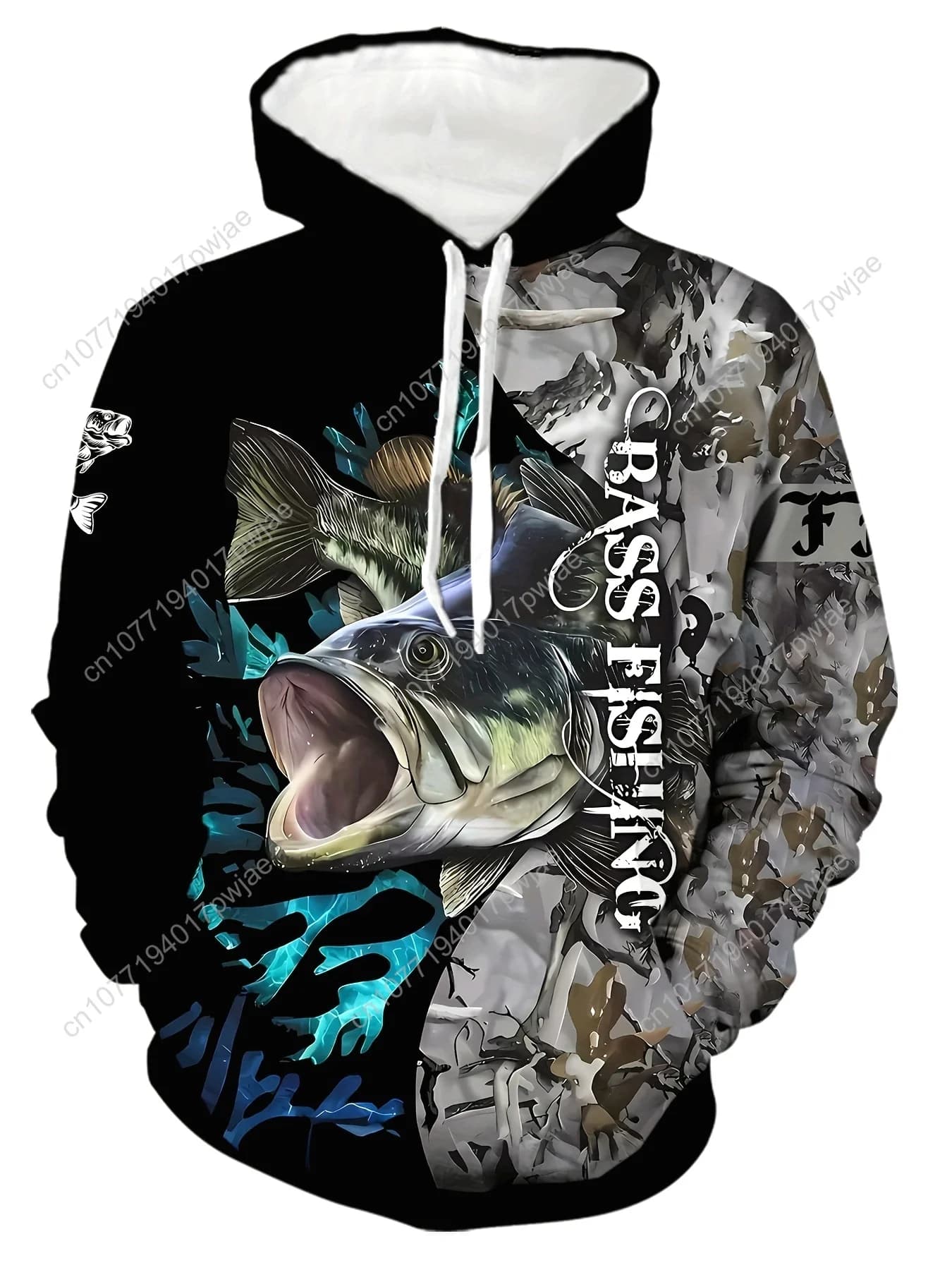 Soft men's hoodie with 3D fishing print - Breathable and comfortable pullover for casual spring/autumn clothing