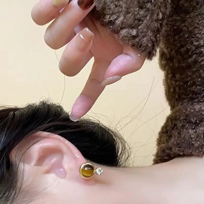 Nuovi Orecchini a Perno Rotondi Ovali Marroni con Strass 2026 da Donna, alla Moda, in Metallo, Stile Vintage, Piccoli Gioielli Geometrici per Feste, Idea Regalo