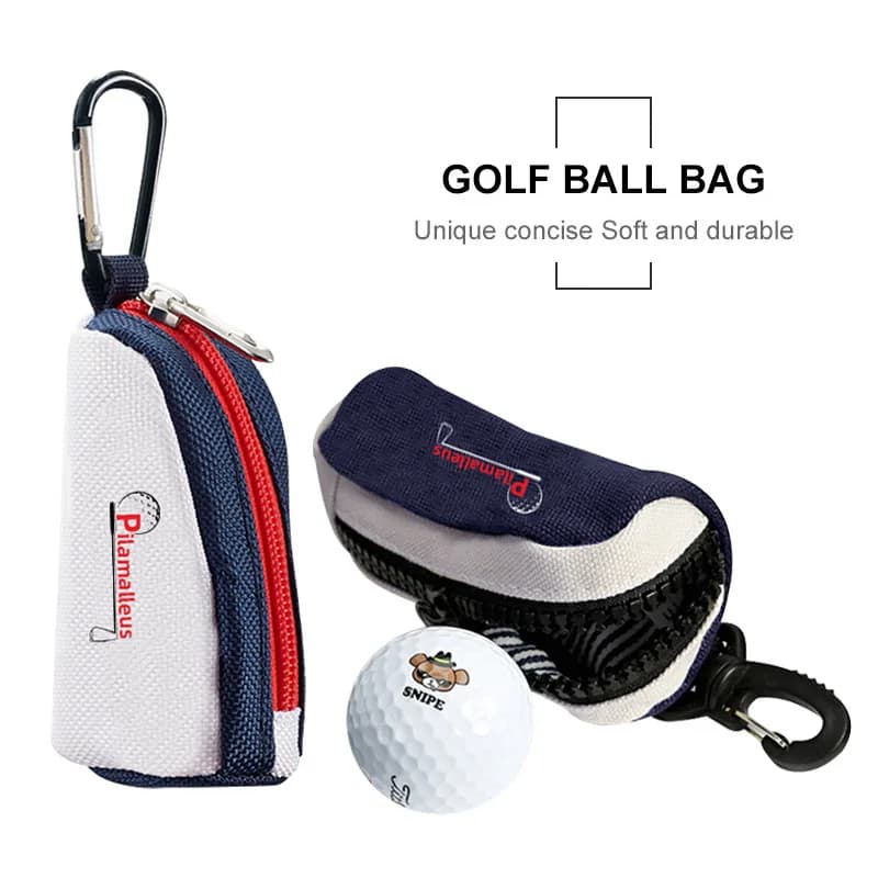 Borsa per Palline da Golf, Mini Borsa da Cintura, Accessorio per Golf, Nuovo Modello Compatto e Resistente con Gancio e Cerniera Scorrevole, Regalo
