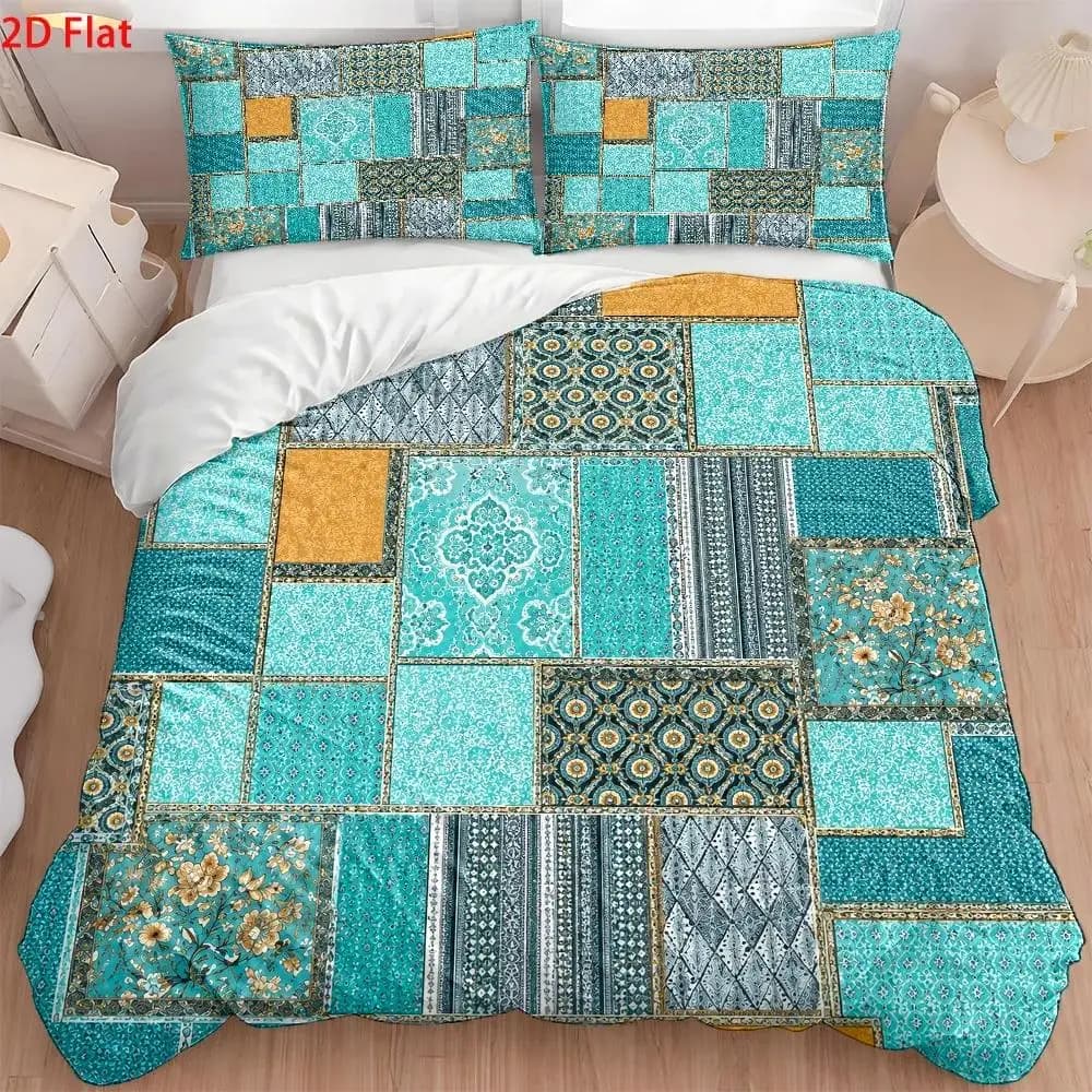 Soft Duvet Cover Set of Three, 2D Flat Printed Duvet Cover Set, Duvet Cover Bedding, Modern Minimalist Duvet Cover, Machine Washable, Invisible Zipper, Large Duvet Cover Set, Bedding Set, Quilt Cover