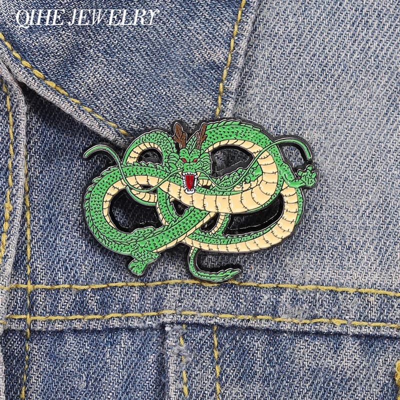 Cartoon Anime Shenron Drago Drago Verde Spille smaltate Periferia animata Spille in metallo da collezione Borsa Distintivo da bavero Regalo di gioielli