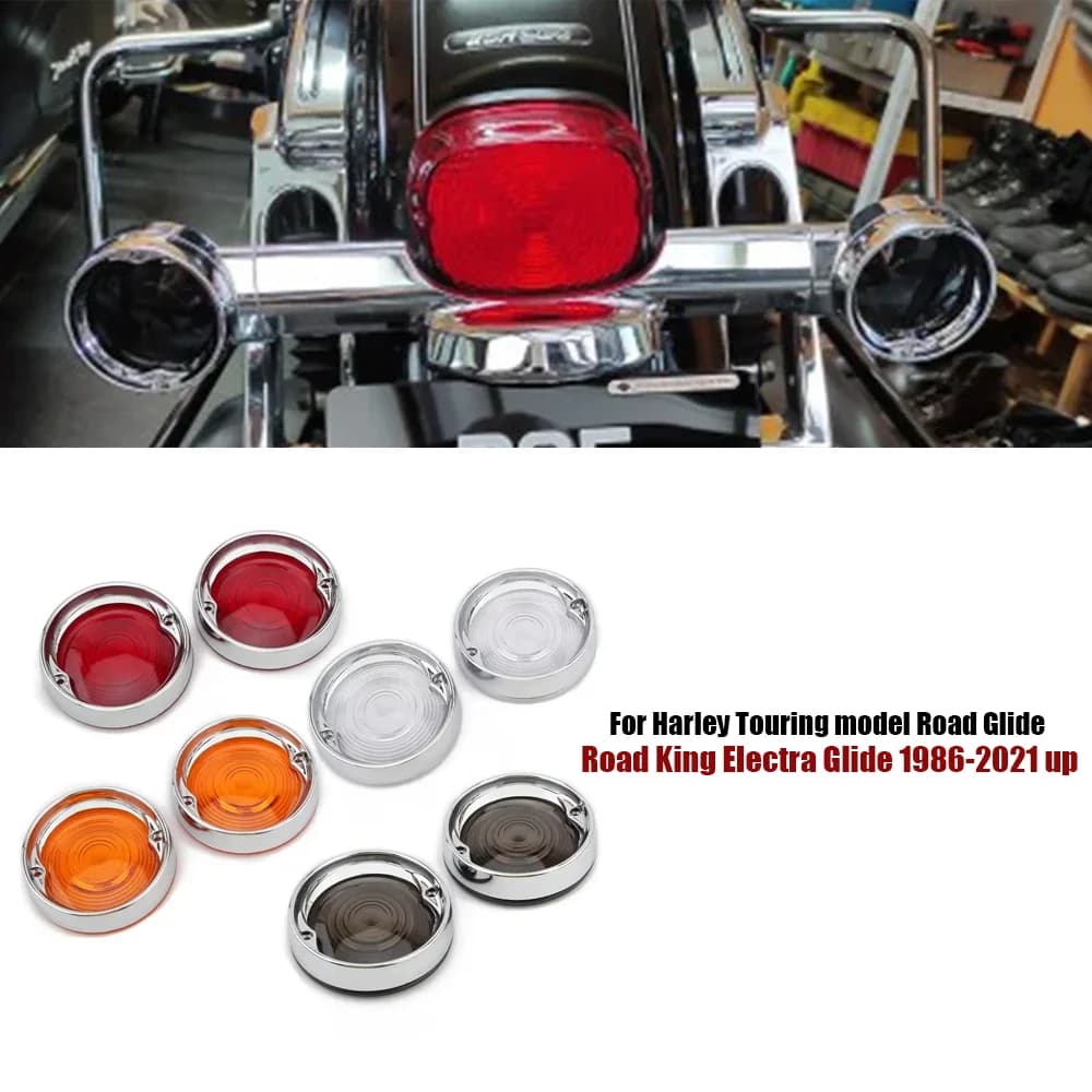 Per Harley Touring Road Glide Road King Electra Glide Moto Lampeggiante 3-1/4 Indicatore di direzione Lente Copertura Trim Anello