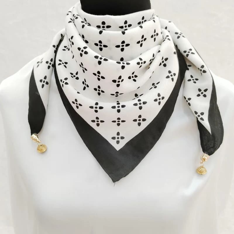 Sciarpa di Seta di Lusso con Chiusura Magnetica per Donne, Morbido Foulard in Raso, Caldo e Resistente al Freddo per Autunno e Inverno, Elegante Sciarpa Quadrata alla Moda