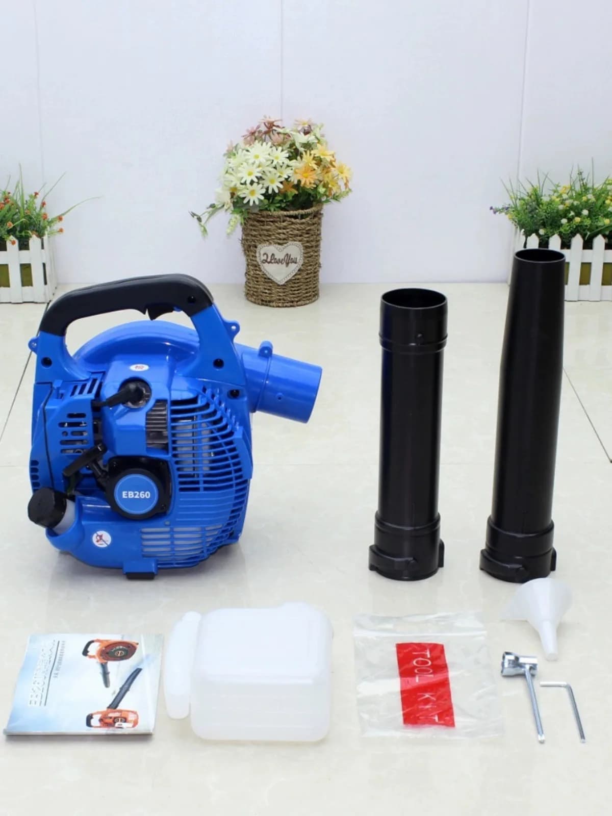 Soffiatore a Benzina EB260, Soffiatore d'Aria a Gas 25.4cc, Soffiatore Portatile per Auto e Foglie, Ventilatore ad Alto Vuoto, Aspiratore per Foglie, Attrezzo da Giardino Potente