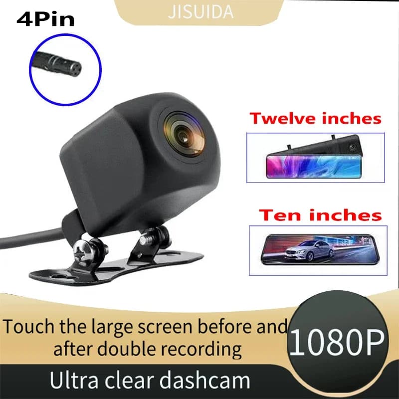 JISUIDA Specchietto retrovisore per auto dashcam HD streaming Display da 10 pollici Telecamera per retromarcia impermeabile a 4 pin 1080P con immagine inversa