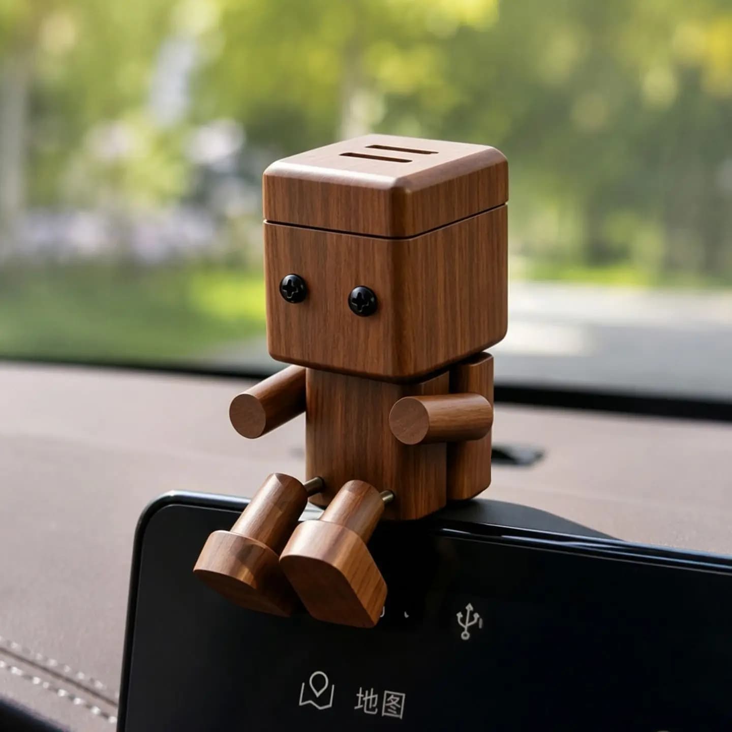 Wooden Doll Ornament Aromatherapy Car Vent Clip Essential Oil Diffuser Handcraft Gift Auto Interior Decor