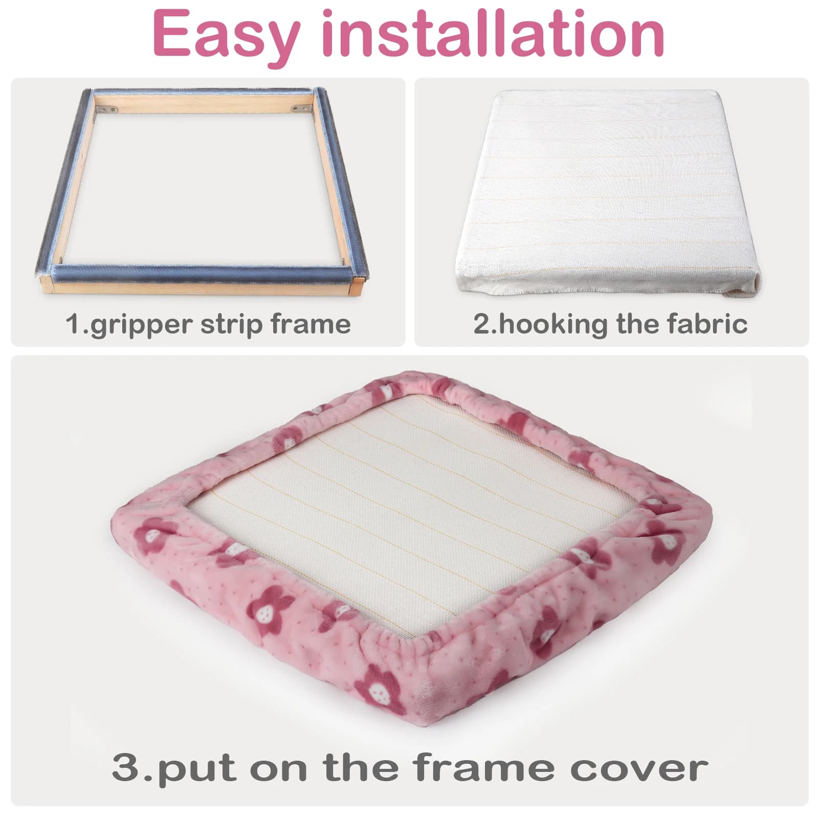 DIY Sewing Cloth Painting Quilting Square Cross Stitch Embroidery Hoop Wooden Gripper Strips Punch Needle Frame With Needle
