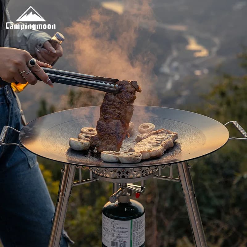Teglia da forno antiaderente in acciaio a tre strati GRW-45F per esterni, padella grande per pietra incandescente, piastra pieghevole per barbecue da cucina